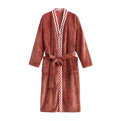 China Coral Fleece Thick Belted Hot Sale Family Thermal Sleepwear Long Fuzzy Super Soft Oversize Bath Robe Winter for sale