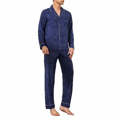 China Custom Made Mens Astrology Printing 2pcs Luxury Mens Satin Breathable Pajamas Pants Sets for sale