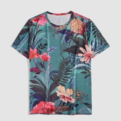 China New Fashion Anti-pilling Summer Hot Selling Logo Men Tshirt Short Sleeve Custom Made All Over Camiseta Floral Print Tees for sale