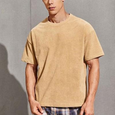 China High Quality Anti-pilling New Design White T-shirts Drop To Shoulder Men'S Short Corduroy Single Sleeve T-shirts Camiseta for sale