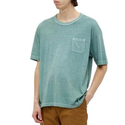 China Custom 100 mens cotton sleeve patch pocket T-shirt camiseta camiseta wholesale washed short hombre anti-pilling for sale