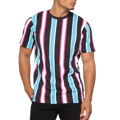 China Anti-pilling men branded high quality 100% cotton T-shirts hombre colorful striped short sleeve T-shirt camiseta for sale