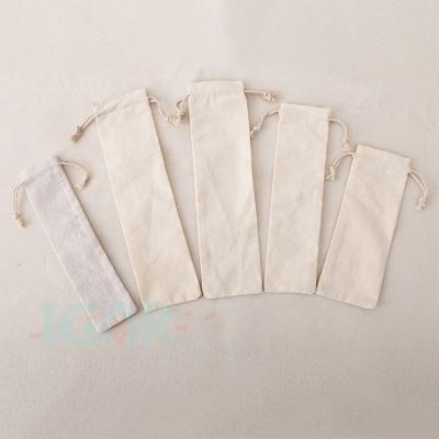 China .Eco-friendly Fashionable Canvas Long Delicate Spoons Makeup Brush Tote Pouches Rectangle Shape Drawstring Bags for sale