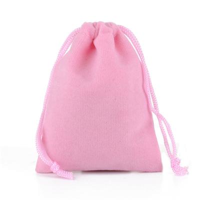 China Recyclable Pink Color Velvet Drawstring Pouch Jewelery Bag Weekend New Year Birthday Christmas Wedding Party Gift Pouch Bag for sale