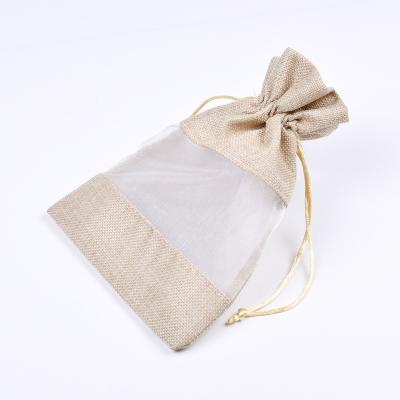 China Fashionable .eco-friendly organza jute bags burlap drawstring bag wedding favors gift bags for coffee beans candy makeup jewelry packaging for sale