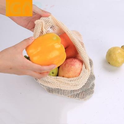 China BIG GRID Recyclable Reusable Organic Vegetable Bags Cotton Bags Mesh Cotton Veggie Bags Fresh Bags Set (S, M, L) 43x28cm for sale