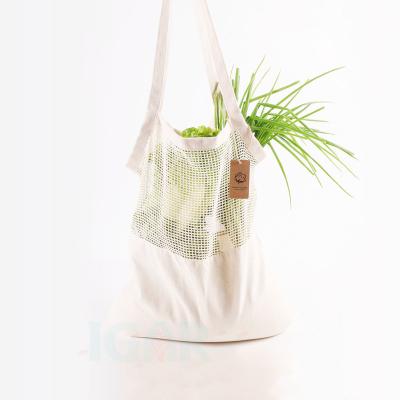 China Large Cotton Recyclable Eco-Friendly Organic Reusable Cloth Cotton Net Shopping Bags For Shopping Vegetables Grocery Bag Mesh Net Cotton for sale