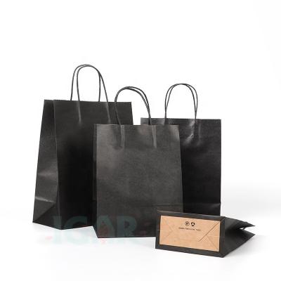 China Recyclable Black Fashionable Kraft Paper Gift Bag With Handle Shopping Bags Christmas Brown Packing Bag Excellent Quality for sale