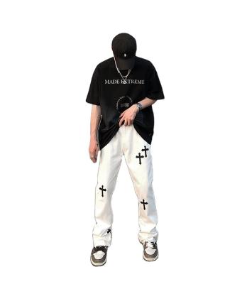 China High Street Fashion Style Casual Loose Pants Men's Hip-Hop Embroidery Flared Pants for sale