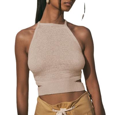 China 2021 Summer Women's Breathable Knitted Halter Neck Strap Suspender Tank Tops Women for sale