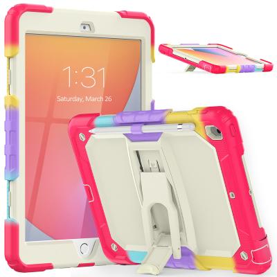 China 2021 Heavy Duty Colorful 3-Layer Protective Silicone Soft Shell Plastic iPad 10.2 Case Kickstand Tablet Cover For Hard for sale