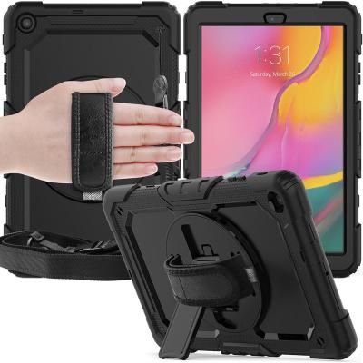 China 360 Protection 360 Rotation Hand PC Strap&Kickstand Silicon Tablet Case For Samsung Galaxy Tab 10.1 A Case 2019 T510 T515 Cover Device for sale