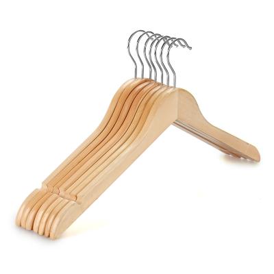 China Modern Free Samples Tops Clothing Type Natural Color Dress Hacks Wooden Shirt Hanger 100 Packs for sale