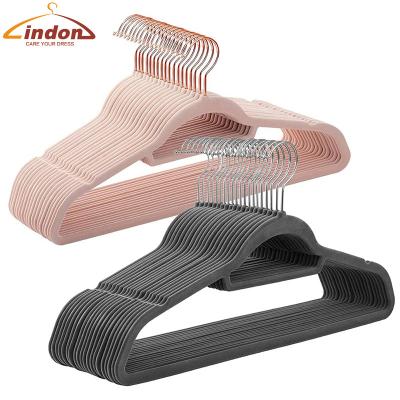 China High Quality Modern No Fading No Reject Dark Gray Tie Scarf Bar Hanger Non Slip Assembled Velvet Suit Hangers For Coats for sale