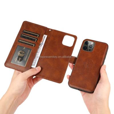 China Shockproof Kickstand With Card Slot Leather Wallet Case For iPhone 14 Pro Max Shockproof Magnetic Separable Back Cover For iPhone 14 Plus for sale