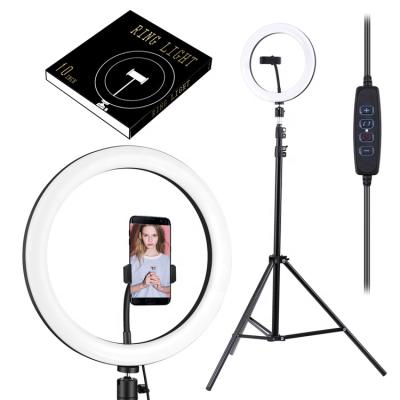 China 10 Inch Mobile Phone Holder LED Ring Light Camera Selfie Ringlight Stand LED Ring Light Lamp With Tripod for sale