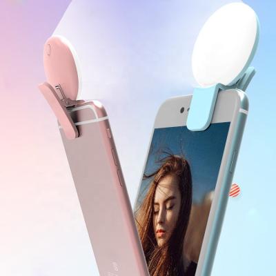 China 2021 Mini Mobile Phone LED Ring Light Clip Lamp Selfie Fill Ring Light Portable Selfie Fill Ring Light for sale