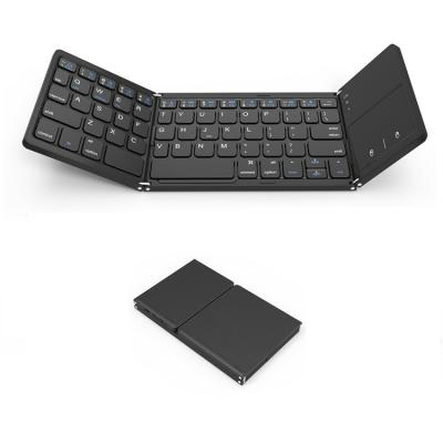 China Dual Method Connection Wireless Portable Slim Keyboard with Touchpad Computer Desktop Black Wireless Foldable Keyboard for sale