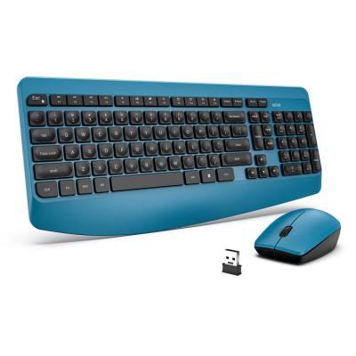 China Comfortable Ergonomic Full Size Palm Rest 2.4Hz Wireless Keyboard with Blue Palm Rest Wireless Keyboard and Mouse Combo for sale