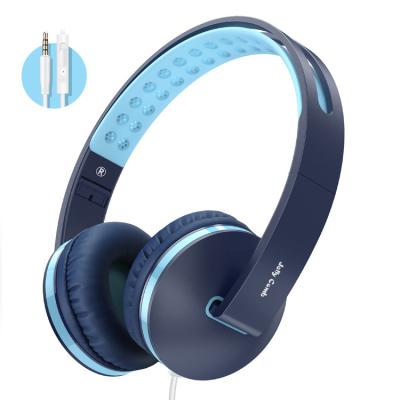 China Kids Adjustable Headphones For School Girls Lightweight Foldable Stereo Bass With Microphone Kids Blue Earphones for sale