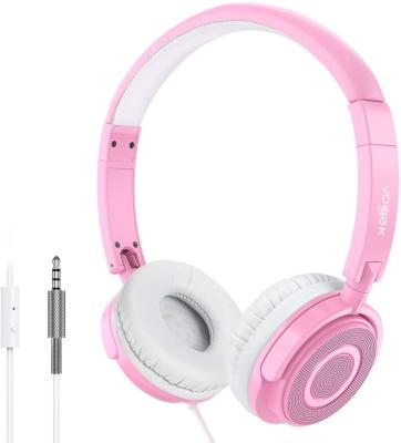 China High Fidelity Stereo Sound and Built-in HD Microphone Wired Headphones Foldable Headset for Kids Teens Adults Stereo Pink Headphones with Deep Bass Mic On Ear Headset for sale