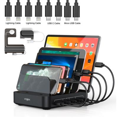 China clean & Hot Selling Powerful Organized Multi-port Charging 50W 5-Port USB Multi Charger Device Phone Tablet Charger for sale