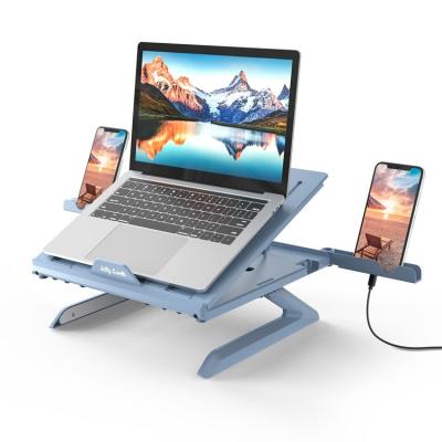 China SIZE 9 EYE-LEVELS 9-Adjustable Laptop Height Adjustable Riser Foldable Legs and Portable Phone Holder Laptop Stand Gray Blue for sale