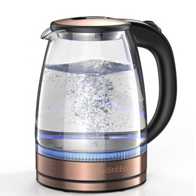 China 1200W Cordless Electric Glass Tea Kettle 2.0L Electric Glass Water Heater With 12Hours Keep Warm Function Cordless Tea Kettle To Elect for sale