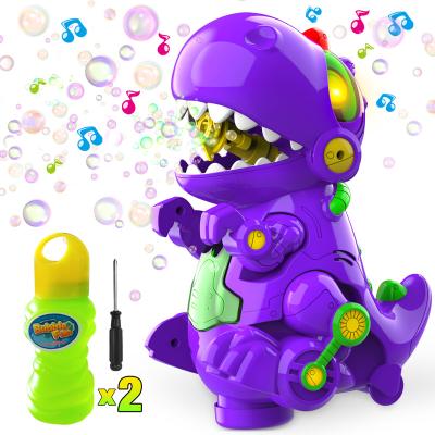 China Attractive 2 To 1 Bath Bubble Machine Kids Bubble Briefs Maker Stand Toys Outdoor Dinosaur Bubble Machine for sale