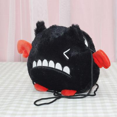 China Strange Shapes Wholesale Custom Cuddly Black Toy Devil Plush Toy Bag Kids Gift for sale