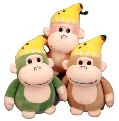 China Strange shapes wholesale new design banana hat monkey posture plush toy for sale