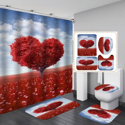 China Hot Selling Amazon Success Products In Bathroom Sustainable Liner Love Heart Tree Curtain Shower In Stock for sale