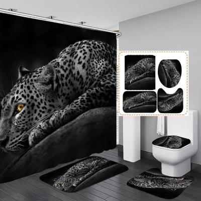 China Different Models Of Sustainable New Products Waterproof Animal Head Amazing Shower Curtain Bathroom Sets for sale