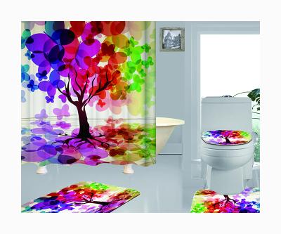 China New Product Sustainable Polyester Tie Dye Waterproof Shower Curtains Design To Customize Printing Polyester Bathroom Curtain Sets for sale