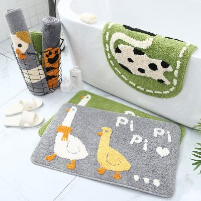 China 2021 Sustainable Fashion Designed Lovely Pee Ducks Floor Mat Water Absorbent Anti Slip Bath Mats Anti Slip Bath Mat for sale