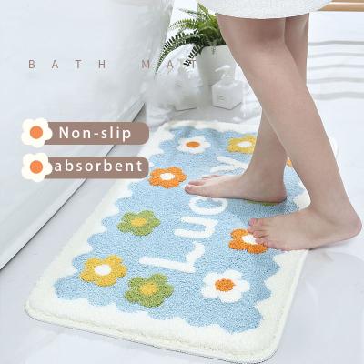 China Lovely Daisy Microfiber Bathroom Toilet Absorbent Durable Anti-Slip Shower Mat Bedside Rugs Bath Mats For Kids Adult for sale