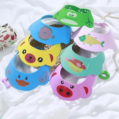 China Customized Viable Children EVA Shampoo Hats Cartoon Frog Pig Duck Waterproof Adjustable Baby Bath Shower Caps Infant Plastic for sale