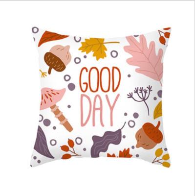 China Portable Lucky Letter Cushion Cover Home Decoration Polyester Pillowcase Digital Printing Thanksgiving Day Sofa Pillow Case for sale