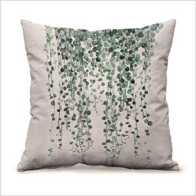 China Portable The Hot Sale Modern Style Dirty Green Leaf Late Summer Sales Linen Pillow Cases For Home Decor Spring Cushion Cover for sale