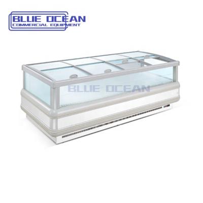 China Mortuary Deep Island Freezer Chest Door Single-temperature Glass Refrigerator Island Mortuary Industrial Freezer for sale