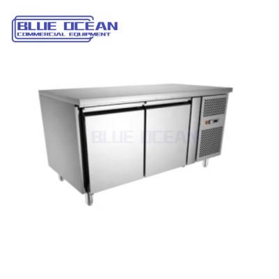 China Single-Temperature Double Door Counter Fridge Freezer Stainless Steel Refrigerator for sale