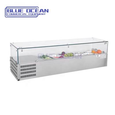 China Single-temperature Glass Cover Display Pizza Fridge Stainless Refrigerated for sale