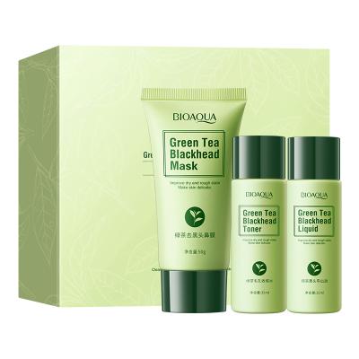 China BIOAQUA Moisturizer Green Tea Remove Blackheads Smell Mask Kit 3 Steps Shrink Pore Nose Care Deep Cleansing Face Care for sale