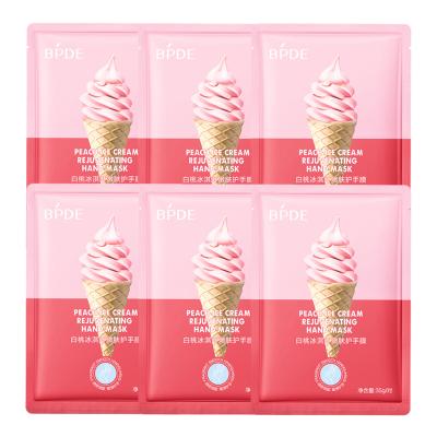 China OEM Korea Anti Aging Peach White Ice Cream Nourishing Moisturizing Treatment Repairing Hand Sheet Mask 35g for sale