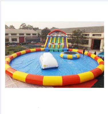 China Outdoor Round Shape Inflatable Water Pool , Inflatable Swimming Pool With Slide for sale