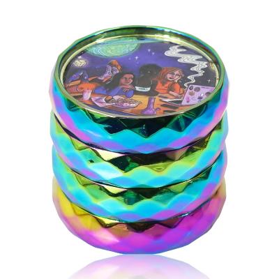 China Simply Piece Weed Herb Grinder Tobacco Grinder Colorful Diamond Cut Surface 4 Operation Ladyhornet Grinder 40mm for sale