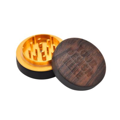 China rosewood & 2 60mm aluminum parts rosewood&Aluminum weed handmade wooden weed grinder for sale