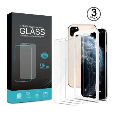 China Mobile Phone Tempered Glass For iPhone 12 , 1 2 3 Pack Screen Protector With Easy Install Guide Frame for sale