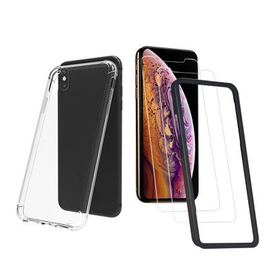 China Slim Clear Cell Phone TPU Air Cushion Bumper Case + Screen Glass Protector For iPhone 6 7 8 X XR XS Max for sale