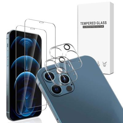 China Mobile phone 2+2! 4 Pack Screen Protector Tempered Glass and Front Back Camera Lens Glass for iPhone 12 mini 5.4inch for sale